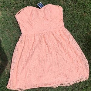 Peach dress with lace details